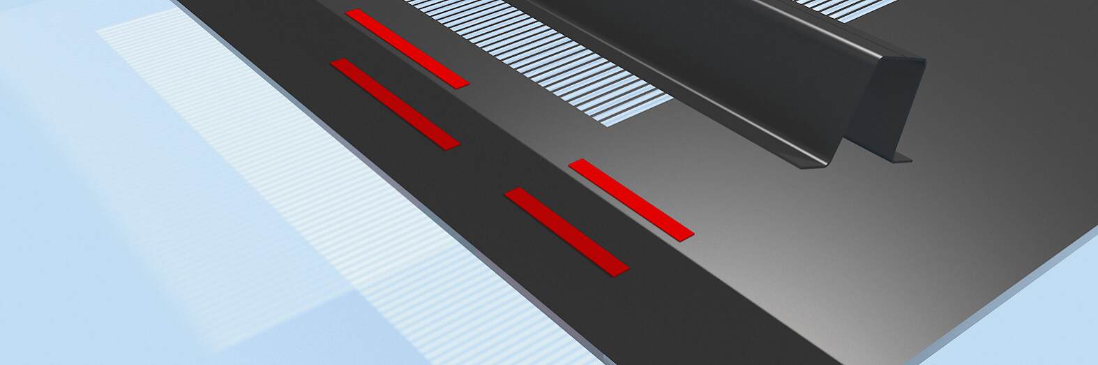 使用雙面膠帶固定金屬構件。