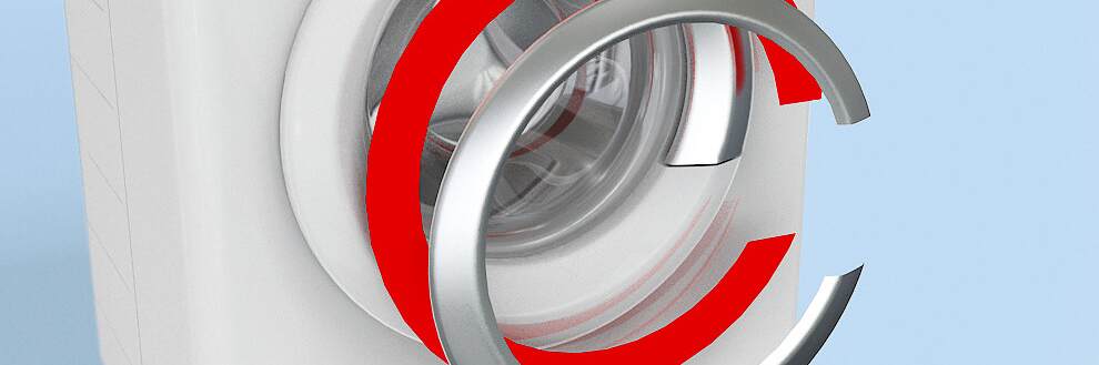 裝飾條固定到洗衣機的前門。